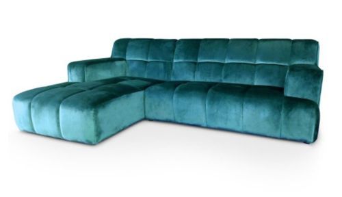 Canapé d'angle gauche matelassé velours bleu turquoise Kozie - Photo n°2; ?>