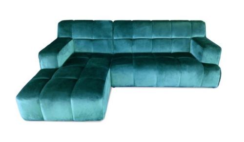 Canapé d'angle gauche matelassé velours bleu turquoise Kozie - Photo n°3; ?>