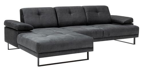 Canapé d'angle gauche moderne tissu doux anthracite pieds métal noir Kustone 274 cm - Photo n°2; ?>