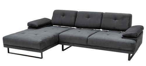 Canapé d'angle gauche moderne tissu doux anthracite pieds métal noir Kustone 274 cm - Photo n°3; ?>