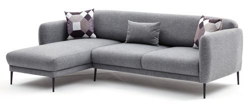 Canapé d'angle gauche moderne tissu gris clair Valiko 265 cm - Photo n°2; ?>