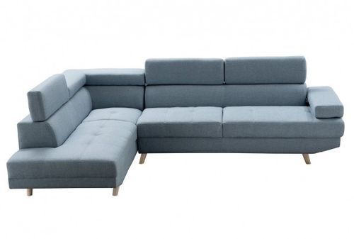 Canapé d'angle gauche scandinave tissu bleu clair Santra 262 cm - Photo n°3; ?>