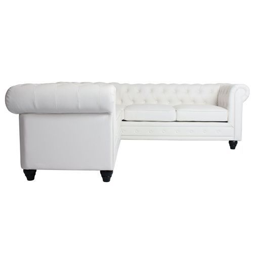 Canapé d'angle gauche simili cuir blanc Vatsi - Photo n°2; ?>