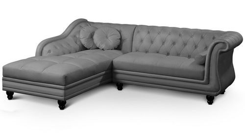 Canapé d'angle gauche simili cuir gris Ritika 240 cm - Photo n°2; ?>