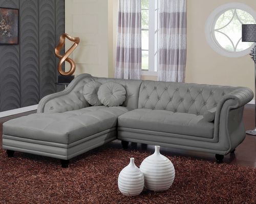 Canapé d'angle gauche simili cuir gris Ritika 240 cm - Photo n°3; ?>