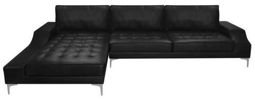 Canapé d'angle gauche simili cuir noir Arania - Photo n°3; ?>