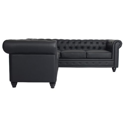 Canapé d'angle gauche simili cuir noir Vatsi - Photo n°2; ?>