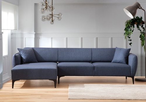 Canapé d'angle gauche tissu bleu Bellano 270 cm - Photo n°3; ?>