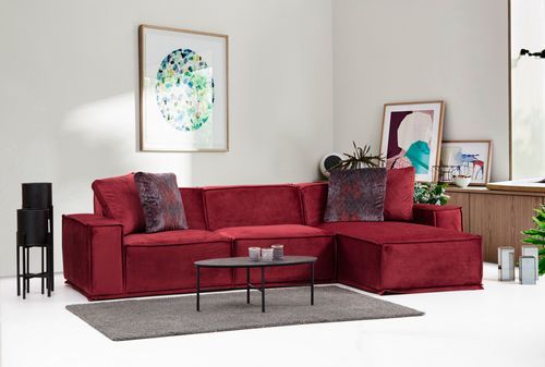 Canapé d'angle droit tissu doux rouge Lego 300 cm - Photo n°2; ?>