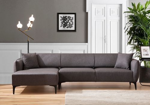 Canapé d'angle gauche tissu gris foncé Bellano 270 cm - Photo n°3; ?>