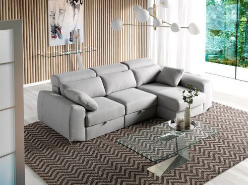 Canapé d'angle gauche tissu gris Kaninawa 2 - Photo n°2; ?>
