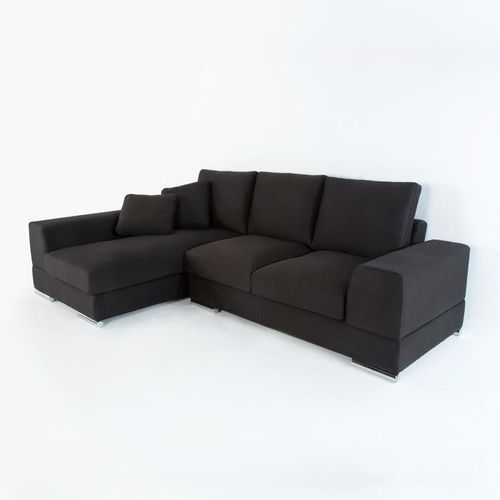 Canapé d'angle gauche tissu noir Amoux - Photo n°3; ?>