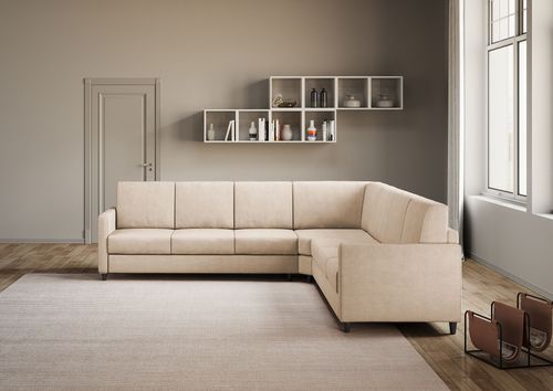 Canapé d'angle moderne italien tissu beige Korane - 5 tailles - Photo n°2; ?>