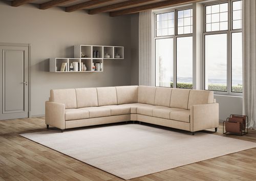 Canapé d'angle moderne italien tissu beige Korane - 5 tailles - Photo n°3; ?>