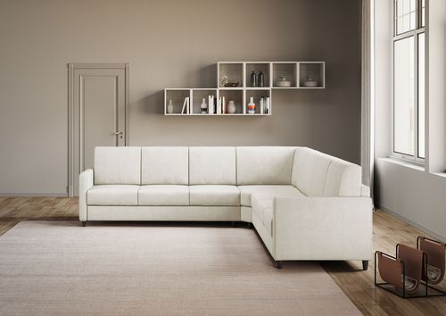 Canapé d'angle moderne italien tissu blanc cassé Korane - 5 tailles - Photo n°2; ?>