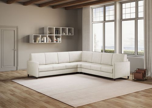Canapé d'angle moderne italien tissu blanc cassé Korane - 5 tailles - Photo n°3; ?>