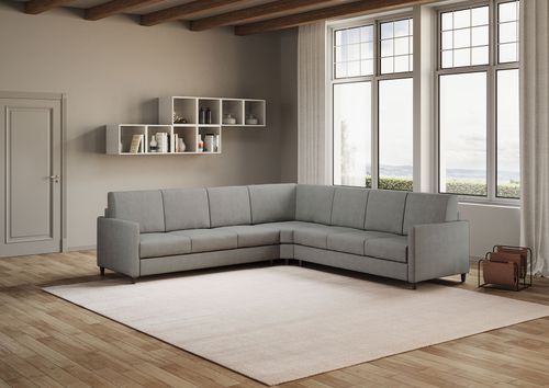 Canapé d'angle moderne italien tissu gris Korane - 5 tailles - Photo n°2; ?>