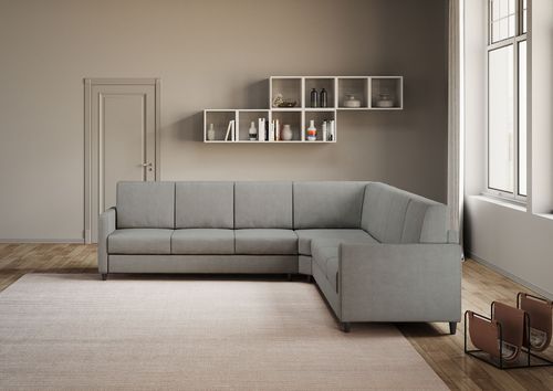 Canapé d'angle moderne italien tissu gris Korane - 5 tailles - Photo n°3; ?>