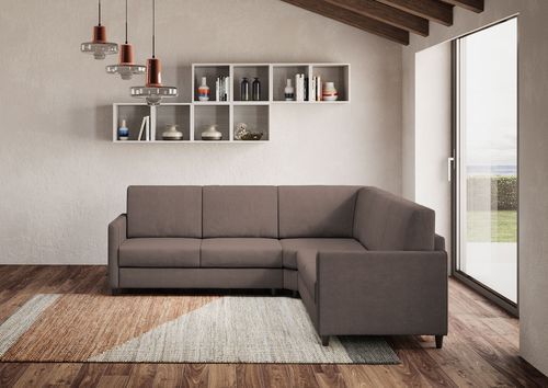Canapé d'angle moderne italien tissu marron Korane - 5 tailles - Photo n°2; ?>