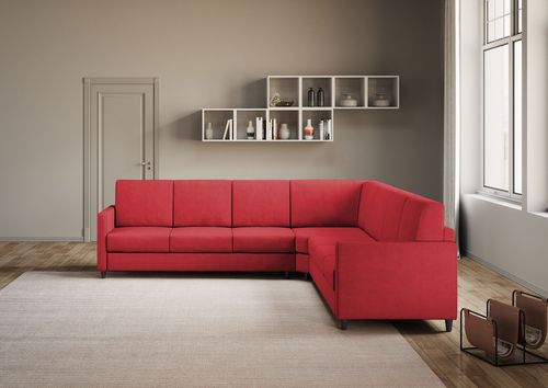 Canapé d'angle moderne italien tissu rouge Korane - 5 tailles - Photo n°3; ?>