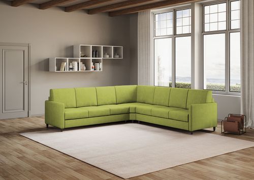 Canapé d'angle moderne italien tissu vert pistache Korane - 5 tailles - Photo n°3; ?>