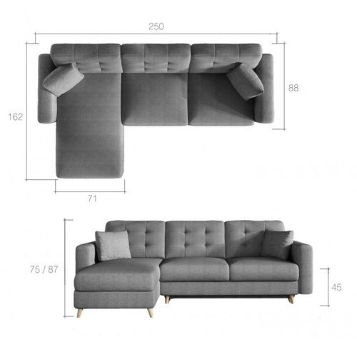 Canapé d'angle réversible convertible tissu gris foncé Agrad - Photo n°2; ?>