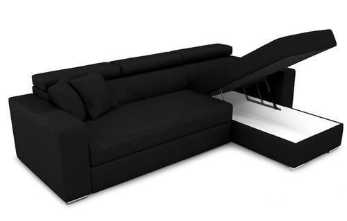 Canapé d'angle réversible et convertible simili noir Sinka - Photo n°3; ?>