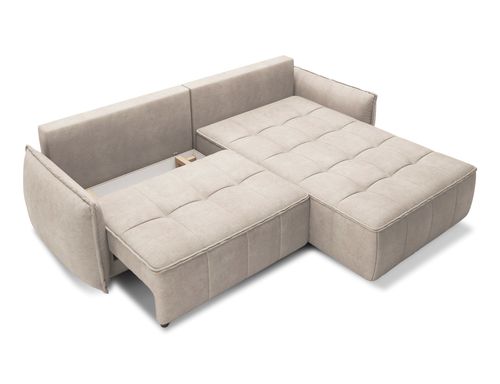 Canapé d’angle tissu effet cuir Kampus – Convertible et rangement - Photo n°3; ?>