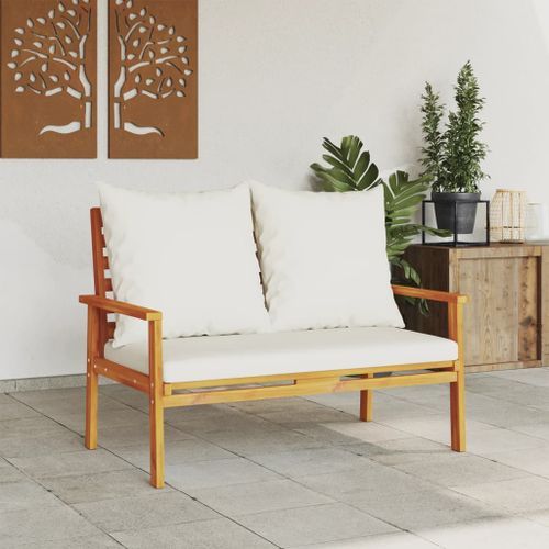 Canapé de jardin 120 cm avec coussin bois d'acacia massif - Photo n°3; ?>