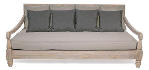 Canapé de jardin en bois teck avec coussins taupe Balou - Photo n°2; ?>