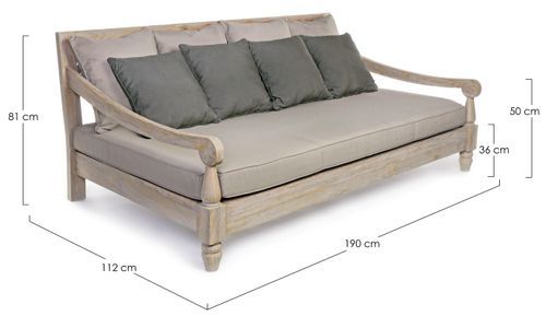 Canapé de jardin en bois teck avec coussins taupe Balou - Photo n°3; ?>
