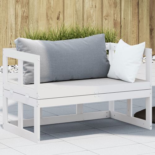 Canapé de jardin extensible blanc bois massif de pin - Photo n°2; ?>