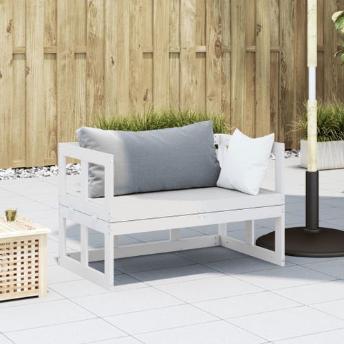 Canapé de jardin extensible blanc bois massif de pin - Photo n°3; ?>