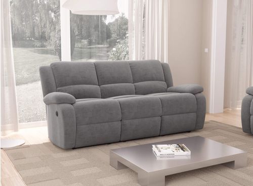Canapé de relaxation électrique 3 places microfibre gris Confort - Photo n°2; ?>