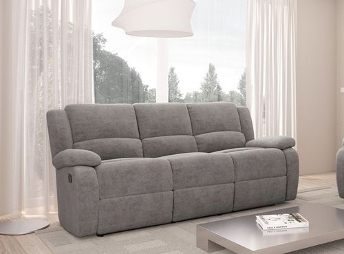 Canapé de relaxation manuel 3 places microfibre gris Confort - Photo n°2; ?>