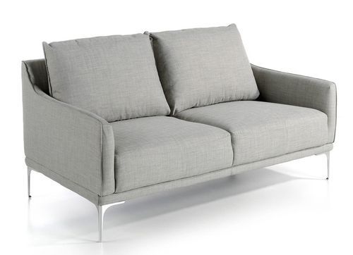 Canapé design 2 places tissu gris clair et acier chromé Kira - Photo n°2; ?>