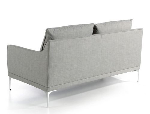 Canapé design 2 places tissu gris clair et acier chromé Kira - Photo n°3; ?>