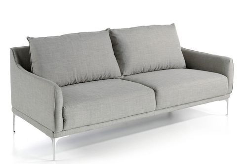 Canapé design 3 places tissu gris clair et acier chromé Kira - Photo n°2; ?>