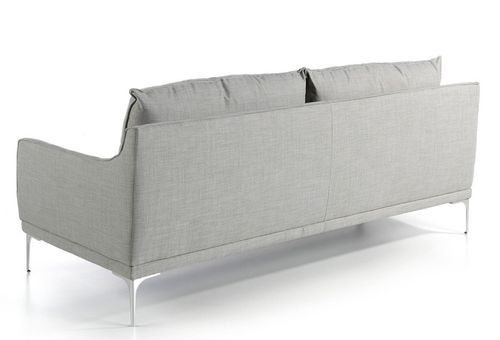 Canapé design 3 places tissu gris clair et acier chromé Kira - Photo n°3; ?>