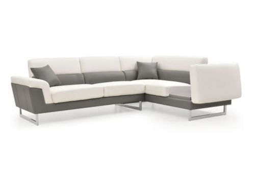 Canapé design angle droit simili cuir blanc et gris Kima - Photo n°2; ?>