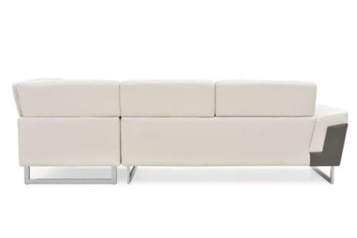 Canapé design angle droit simili cuir blanc et gris Kima - Photo n°3; ?>