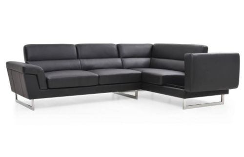 Canapé design angle droit simili cuir noir Kima - Photo n°2; ?>