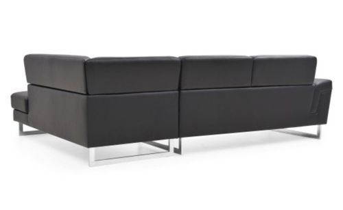 Canapé design angle droit simili cuir noir Kima - Photo n°3; ?>