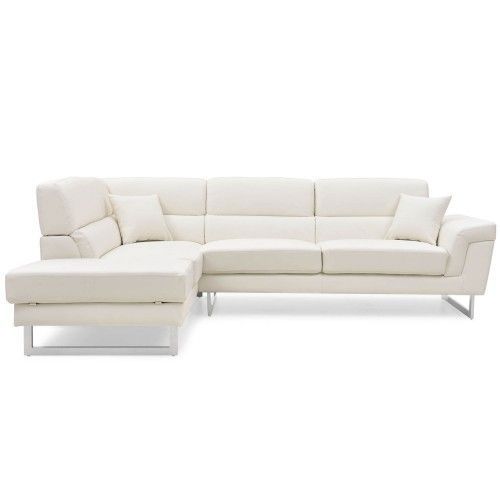 Canapé design angle gauche simili cuir blanc Kima - Photo n°3; ?>