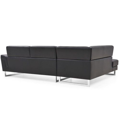 Canapé design angle gauche simili cuir noir Kima - Photo n°3; ?>