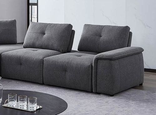 Canapé design modulable avec dossier de relaxation manuel tissu gris Kinka - Photo n°3; ?>