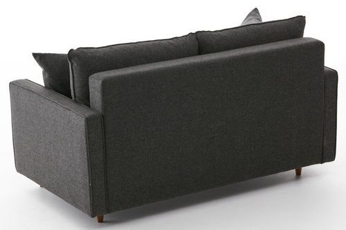 Canapé droit 2 places tissu gris anthracite Melano 155 cm - Photo n°3; ?>