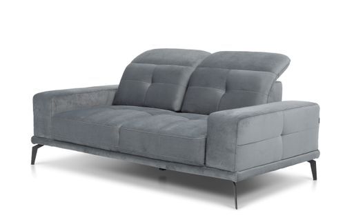 Canapé droit design 2/3 places tissu doux gris clair Torpille 195 cm - Photo n°3; ?>