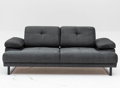 Canapé droit moderne 2 places tissu doux anthracite pieds métal noir Kustone 199 cm - Photo n°2; ?>