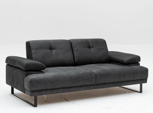 Canapé droit moderne 2 places tissu doux anthracite pieds métal noir Kustone 199 cm - Photo n°2; ?>